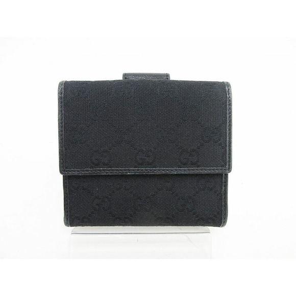 Gucci Double Hook Wallet Black GG Canvas - Picture 2 of 10